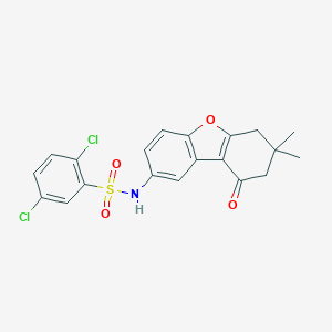 molecular formula C20H17Cl2NO4S B407633 2,5-dichloro-N-(7,7-dimethyl-9-oxo-6,7,8,9-tetrahydrodibenzo[b,d]furan-2-yl)benzenesulfonamide 