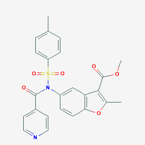 molecular formula C24H20N2O6S B407636 Methyl 5-{isonicotinoyl[(4-methylphenyl)sulfonyl]amino}-2-methyl-1-benzofuran-3-carboxylate 