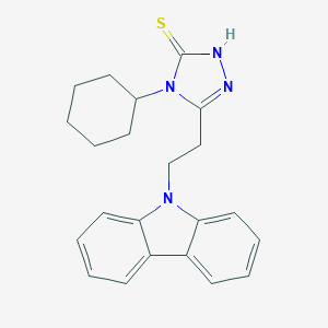 molecular formula C22H24N4S B407638 5-[2-(9H-カルバゾール-9-イル)エチル]-4-シクロヘキシル-4H-1,2,4-トリアゾール-3-チオール CAS No. 328556-77-0