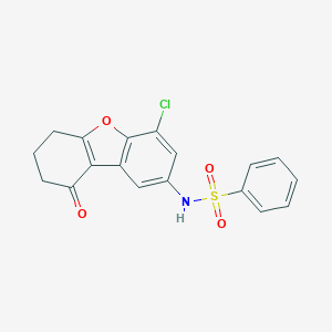 molecular formula C18H14ClNO4S B407646 N-(4-chloro-9-oxo-6,7,8,9-tetrahydrodibenzo[b,d]furan-2-yl)benzenesulfonamide 