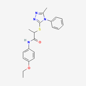 molecular formula C20H22N4O2S B4076460 N-(4-ethoxyphenyl)-2-[(5-methyl-4-phenyl-4H-1,2,4-triazol-3-yl)thio]propanamide 