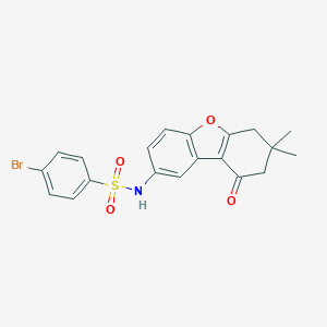 molecular formula C20H18BrNO4S B407655 4-bromo-N-(7,7-dimethyl-9-oxo-6,7,8,9-tetrahydrodibenzo[b,d]furan-2-yl)benzenesulfonamide 