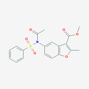 molecular formula C19H17NO6S B407660 Methyl 5-[acetyl(phenylsulfonyl)amino]-2-methyl-1-benzofuran-3-carboxylate 