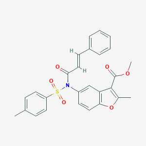 molecular formula C27H23NO6S B407662 methyl 2-methyl-5-{[(4-methylphenyl)sulfonyl][(2E)-3-phenylprop-2-enoyl]amino}-1-benzofuran-3-carboxylate 