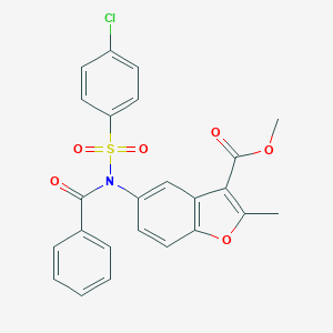 molecular formula C24H18ClNO6S B407664 Methyl 5-{benzoyl[(4-chlorophenyl)sulfonyl]amino}-2-methyl-1-benzofuran-3-carboxylate CAS No. 397287-84-2