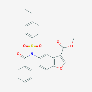 molecular formula C26H23NO6S B407666 Methyl 5-{benzoyl[(4-ethylphenyl)sulfonyl]amino}-2-methyl-1-benzofuran-3-carboxylate 