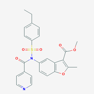 Methyl 5-[[(4-ethylphenyl)sulfonyl](isonicotinoyl)amino]-2-methyl-1-benzofuran-3-carboxylate