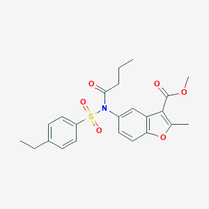 molecular formula C23H25NO6S B407676 Methyl 5-{butyryl[(4-ethylphenyl)sulfonyl]amino}-2-methyl-1-benzofuran-3-carboxylate CAS No. 448213-52-3