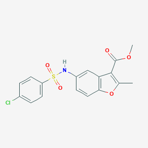 molecular formula C17H14ClNO5S B407680 Methyl 5-{[(4-chlorophenyl)sulfonyl]amino}-2-methyl-1-benzofuran-3-carboxylate CAS No. 305374-73-6