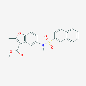 molecular formula C21H17NO5S B407681 Methyl 2-methyl-5-[(2-naphthylsulfonyl)amino]-1-benzofuran-3-carboxylate 