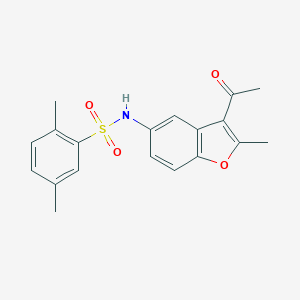 molecular formula C19H19NO4S B407686 N-(3-acetyl-2-methyl-1-benzofuran-5-yl)-2,5-dimethylbenzenesulfonamide CAS No. 305342-84-1