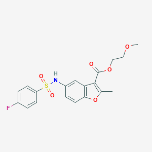 molecular formula C19H18FNO6S B407687 2-Methoxyethyl 5-[(4-fluorophenyl)sulfonylamino]-2-methyl-1-benzofuran-3-carboxylate 