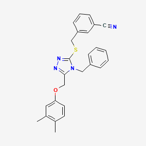 molecular formula C26H24N4OS B4076913 3-[({4-benzyl-5-[(3,4-dimethylphenoxy)methyl]-4H-1,2,4-triazol-3-yl}thio)methyl]benzonitrile 