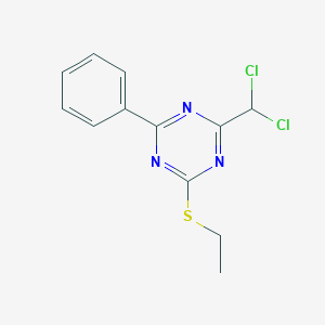 molecular formula C12H11Cl2N3S B407694 2-(Dichloromethyl)-4-(ethylthio)-6-phenyl-1,3,5-triazine CAS No. 254730-22-8