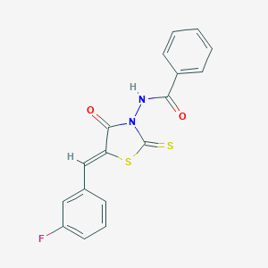 molecular formula C17H11FN2O2S2 B407702 N-[5-(3-fluorobenzylidene)-4-oxo-2-thioxo-1,3-thiazolidin-3-yl]benzamide CAS No. 307342-86-5