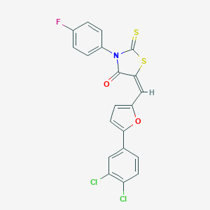 molecular formula C20H10Cl2FNO2S2 B407703 5-{[5-(3,4-Dichlorophenyl)-2-furyl]methylene}-3-(4-fluorophenyl)-2-thioxo-1,3-thiazolidin-4-one 