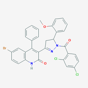 [3-(6-bromo-2-hydroxy-4-phenylquinolin-3-yl)-5-(2-methoxyphenyl)-4,5-dihydro-1H-pyrazol-1-yl](2,4-dichlorophenyl)methanone