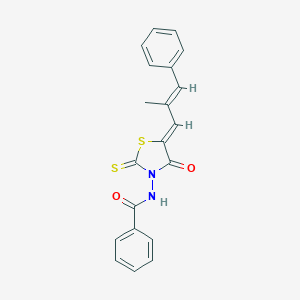 molecular formula C20H16N2O2S2 B407705 N-[5-(2-methyl-3-phenyl-2-propenylidene)-4-oxo-2-thioxo-1,3-thiazolidin-3-yl]benzamide CAS No. 304861-31-2