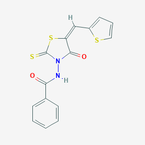 molecular formula C15H10N2O2S3 B407706 N-[4-oxo-5-(2-thienylmethylene)-2-thioxo-1,3-thiazolidin-3-yl]benzamide 