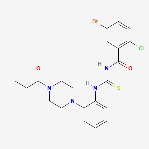 molecular formula C21H22BrClN4O2S B4077063 5-bromo-2-chloro-N-({[2-(4-propionyl-1-piperazinyl)phenyl]amino}carbonothioyl)benzamide 