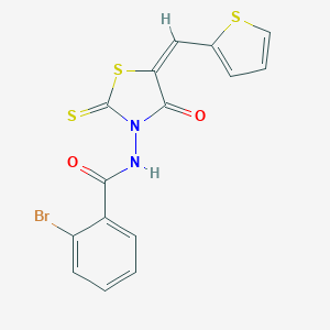 2-bromo-N-[4-oxo-5-(2-thienylmethylene)-2-thioxo-1,3-thiazolidin-3-yl]benzamide