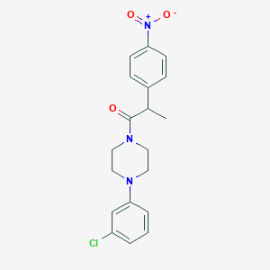 molecular formula C19H20ClN3O3 B4077084 1-(3-chlorophenyl)-4-[2-(4-nitrophenyl)propanoyl]piperazine 