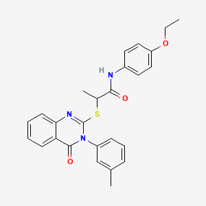 molecular formula C26H25N3O3S B4077143 N-(4-ethoxyphenyl)-2-{[3-(3-methylphenyl)-4-oxo-3,4-dihydro-2-quinazolinyl]thio}propanamide 