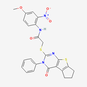 N-(4-methoxy-2-nitrophenyl)-2-[(4-oxo-3-phenyl-3,5,6,7-tetrahydro-4H-cyclopenta[4,5]thieno[2,3-d]pyrimidin-2-yl)thio]acetamide