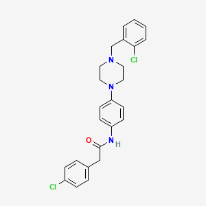 molecular formula C25H25Cl2N3O B4077328 N-{4-[4-(2-chlorobenzyl)-1-piperazinyl]phenyl}-2-(4-chlorophenyl)acetamide 