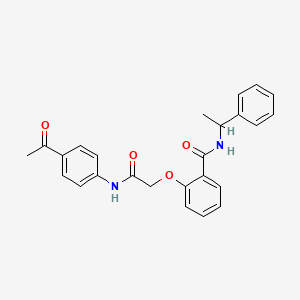 molecular formula C25H24N2O4 B4077339 2-{2-[(4-acetylphenyl)amino]-2-oxoethoxy}-N-(1-phenylethyl)benzamide 