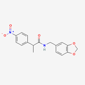 molecular formula C17H16N2O5 B4077345 N-(1,3-benzodioxol-5-ylmethyl)-2-(4-nitrophenyl)propanamide 