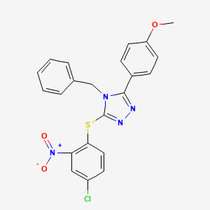 molecular formula C22H17ClN4O3S B4077355 4-benzyl-3-[(4-chloro-2-nitrophenyl)thio]-5-(4-methoxyphenyl)-4H-1,2,4-triazole 