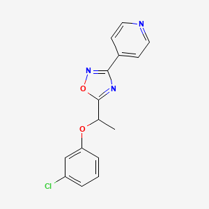 molecular formula C15H12ClN3O2 B4077370 4-{5-[1-(3-chlorophenoxy)ethyl]-1,2,4-oxadiazol-3-yl}pyridine 