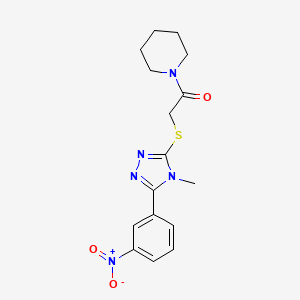 molecular formula C16H19N5O3S B4077387 1-({[4-methyl-5-(3-nitrophenyl)-4H-1,2,4-triazol-3-yl]thio}acetyl)piperidine 