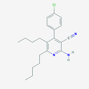 molecular formula C21H26ClN3 B407739 2-Amino-5-butyl-4-(4-chlorophenyl)-6-pentylpyridine-3-carbonitrile CAS No. 352436-23-8