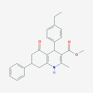 molecular formula C26H27NO3 B407740 Methyl 4-(4-ethylphenyl)-2-methyl-5-oxo-7-phenyl-1,4,5,6,7,8-hexahydro-3-quinolinecarboxylate 