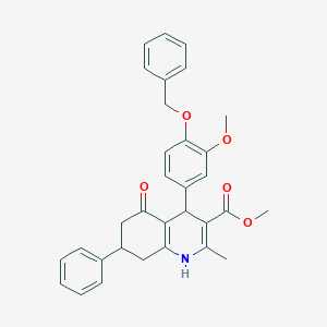 molecular formula C32H31NO5 B407742 Methyl 4-[4-(benzyloxy)-3-methoxyphenyl]-2-methyl-5-oxo-7-phenyl-1,4,5,6,7,8-hexahydro-3-quinolinecarboxylate 