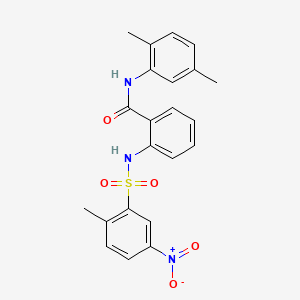 molecular formula C22H21N3O5S B4077463 N-(2,5-dimethylphenyl)-2-{[(2-methyl-5-nitrophenyl)sulfonyl]amino}benzamide 