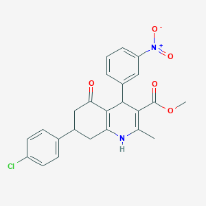 molecular formula C24H21ClN2O5 B407748 Methyl 7-(4-chlorophenyl)-2-methyl-4-(3-nitrophenyl)-5-oxo-1,4,5,6,7,8-hexahydroquinoline-3-carboxylate 