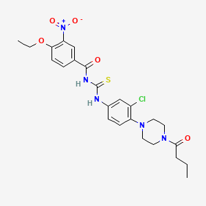 molecular formula C24H28ClN5O5S B4077486 N-({[4-(4-butyryl-1-piperazinyl)-3-chlorophenyl]amino}carbonothioyl)-4-ethoxy-3-nitrobenzamide 