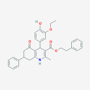 2-Phenylethyl 4-(3-ethoxy-4-hydroxyphenyl)-2-methyl-5-oxo-7-phenyl-1,4,5,6,7,8-hexahydro-3-quinolinecarboxylate