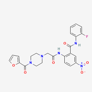 molecular formula C24H22FN5O6 B4077525 N-(2-fluorophenyl)-2-({[4-(2-furoyl)-1-piperazinyl]acetyl}amino)-5-nitrobenzamide 