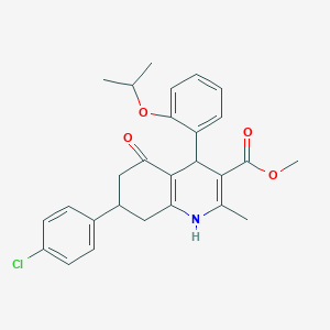 molecular formula C27H28ClNO4 B407754 Methyl 7-(4-chlorophenyl)-4-(2-isopropoxyphenyl)-2-methyl-5-oxo-1,4,5,6,7,8-hexahydro-3-quinolinecarboxylate 