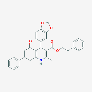 2-Phenylethyl 4-(1,3-benzodioxol-5-yl)-2-methyl-5-oxo-7-phenyl-1,4,5,6,7,8-hexahydroquinoline-3-carboxylate