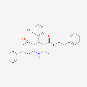 molecular formula C31H28ClNO3 B407758 2-Phenylethyl 4-(2-chlorophenyl)-2-methyl-5-oxo-7-phenyl-1,4,5,6,7,8-hexahydro-3-quinolinecarboxylate 