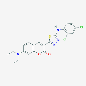 molecular formula C21H18Cl2N4O2S B407761 3-[5-(2,4-dichloroanilino)-1,3,4-thiadiazol-2-yl]-7-(diethylamino)-2H-chromen-2-one 