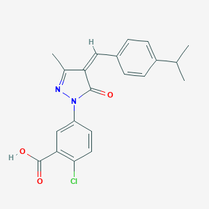 molecular formula C21H19ClN2O3 B407762 2-chloro-5-[4-(4-isopropylbenzylidene)-3-methyl-5-oxo-4,5-dihydro-1H-pyrazol-1-yl]benzoic acid 