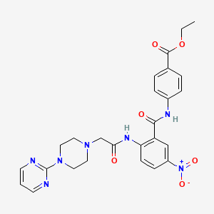 molecular formula C26H27N7O6 B4077658 ethyl 4-{[5-nitro-2-({[4-(2-pyrimidinyl)-1-piperazinyl]acetyl}amino)benzoyl]amino}benzoate 
