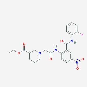 molecular formula C23H25FN4O6 B4077684 ethyl 1-{2-[(2-{[(2-fluorophenyl)amino]carbonyl}-4-nitrophenyl)amino]-2-oxoethyl}-3-piperidinecarboxylate 