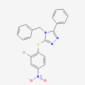 molecular formula C21H15ClN4O2S B4077701 4-benzyl-3-[(2-chloro-4-nitrophenyl)thio]-5-phenyl-4H-1,2,4-triazole 